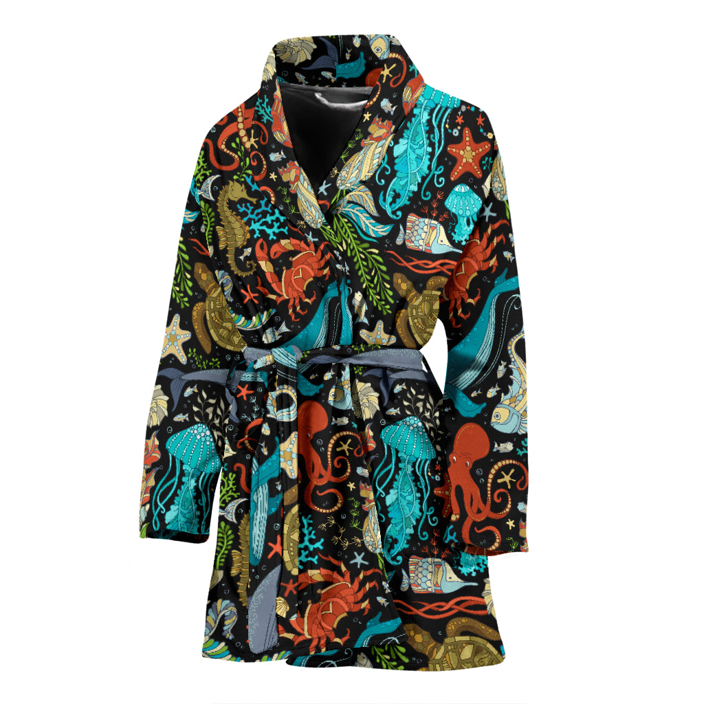 Underwater Animal Print Design LKS301 Women Bathrobe