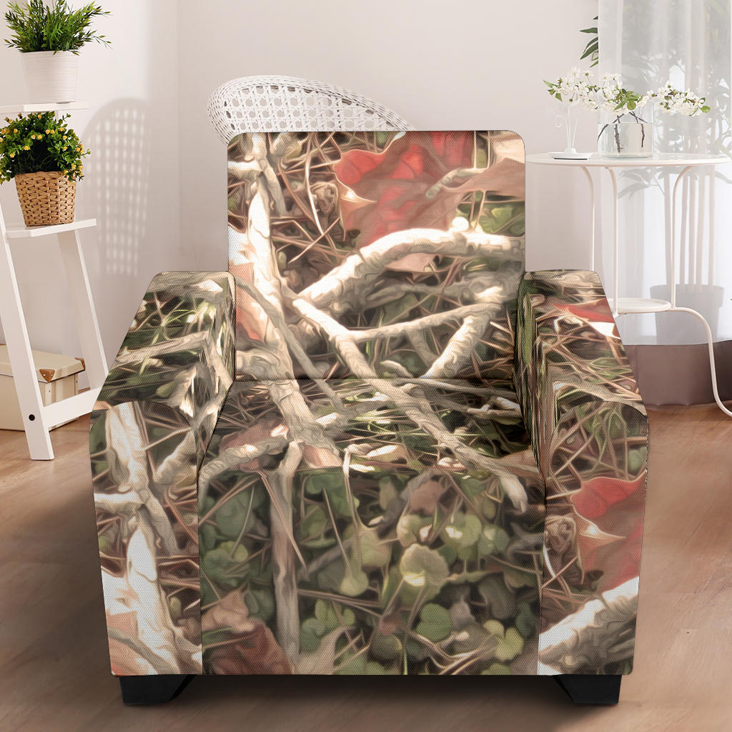 Camouflage Realistic Tree Authumn Print Armchair Slipcover