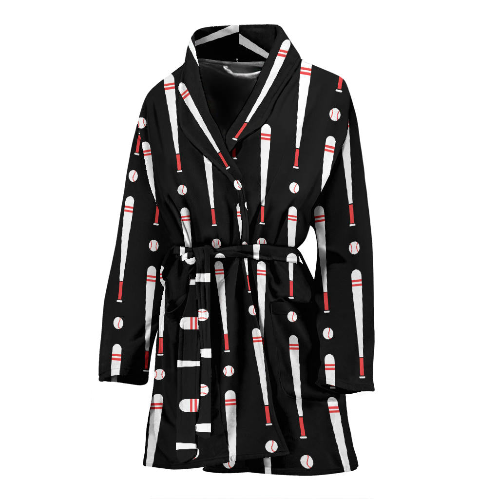Baseball Pattern Print Design 03 Women Bathrobe
