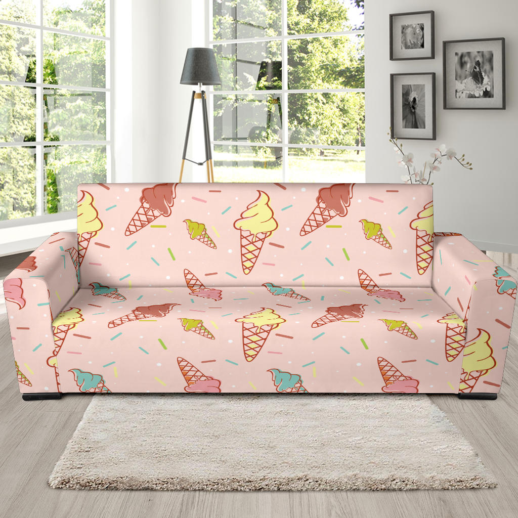 Ice Cream Pattern Print Design 02 Sofa Slipcover