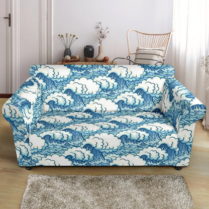 Wave Japan Style Print Design LKS304 Loveseat Couch Slipcover