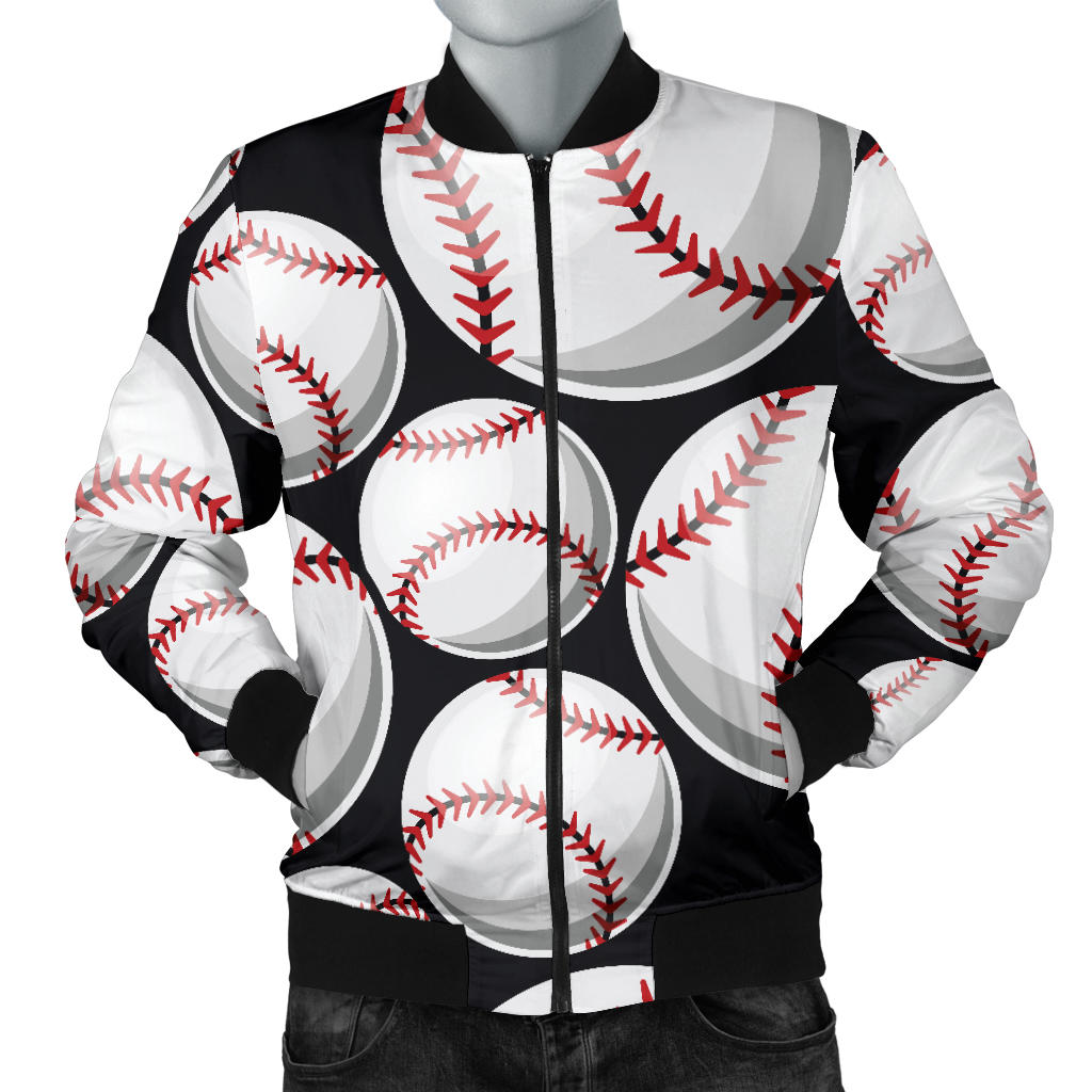Baseball Black Background Men Bomber Jacket