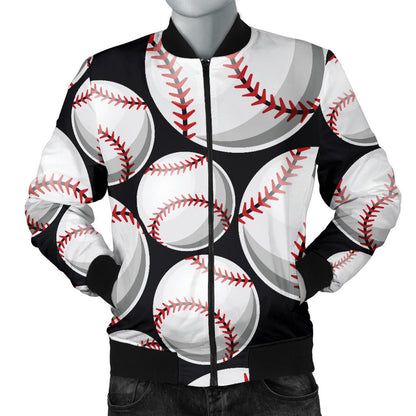 Baseball Black Background Men Bomber Jacket