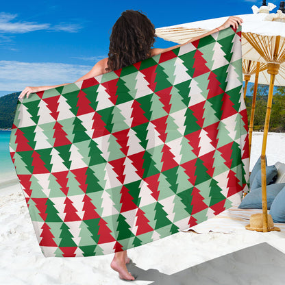 Christmas Tree Pattern Print Design 01 Sarong Pareo Wrap