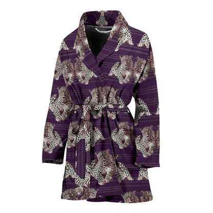 Leopard Pattern Print Design 01 Women Bathrobe
