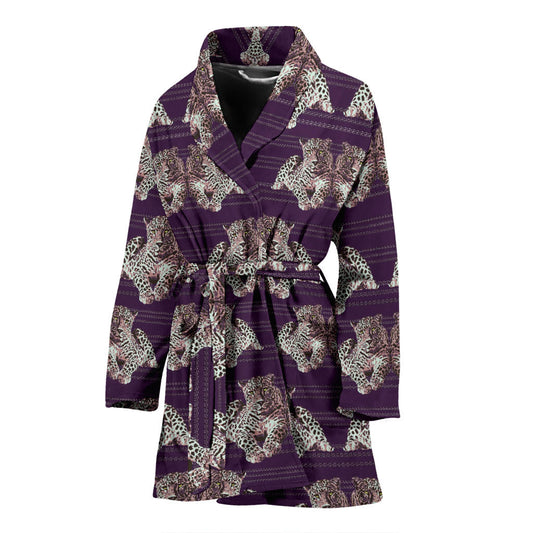 Leopard Pattern Print Design 01 Women Bathrobe