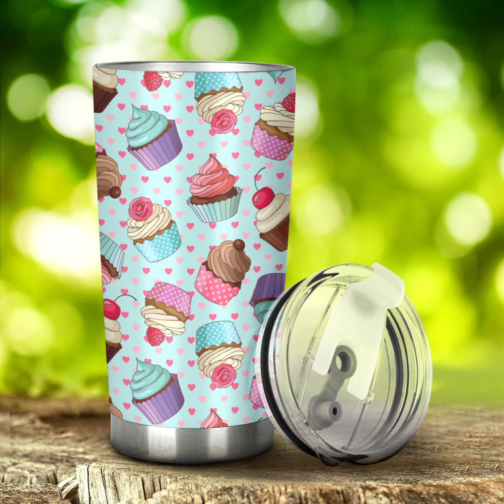 Cupcakes Fancy Heart Print Pattern Tumbler