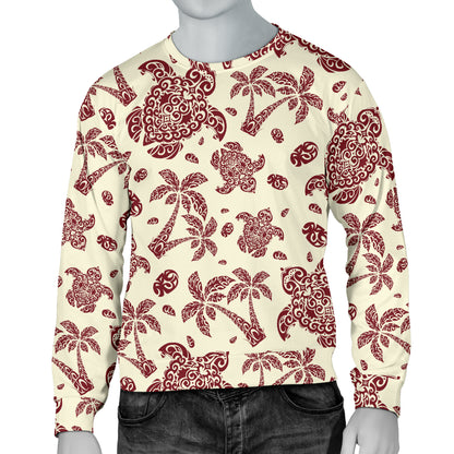 Polynesian Tattoo Turtle Themed Men Long Sleeve Sweatshirt