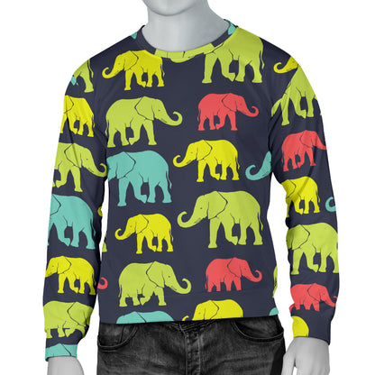 Elephant Neon Color Print Pattern Men Long Sleeve Sweatshirt