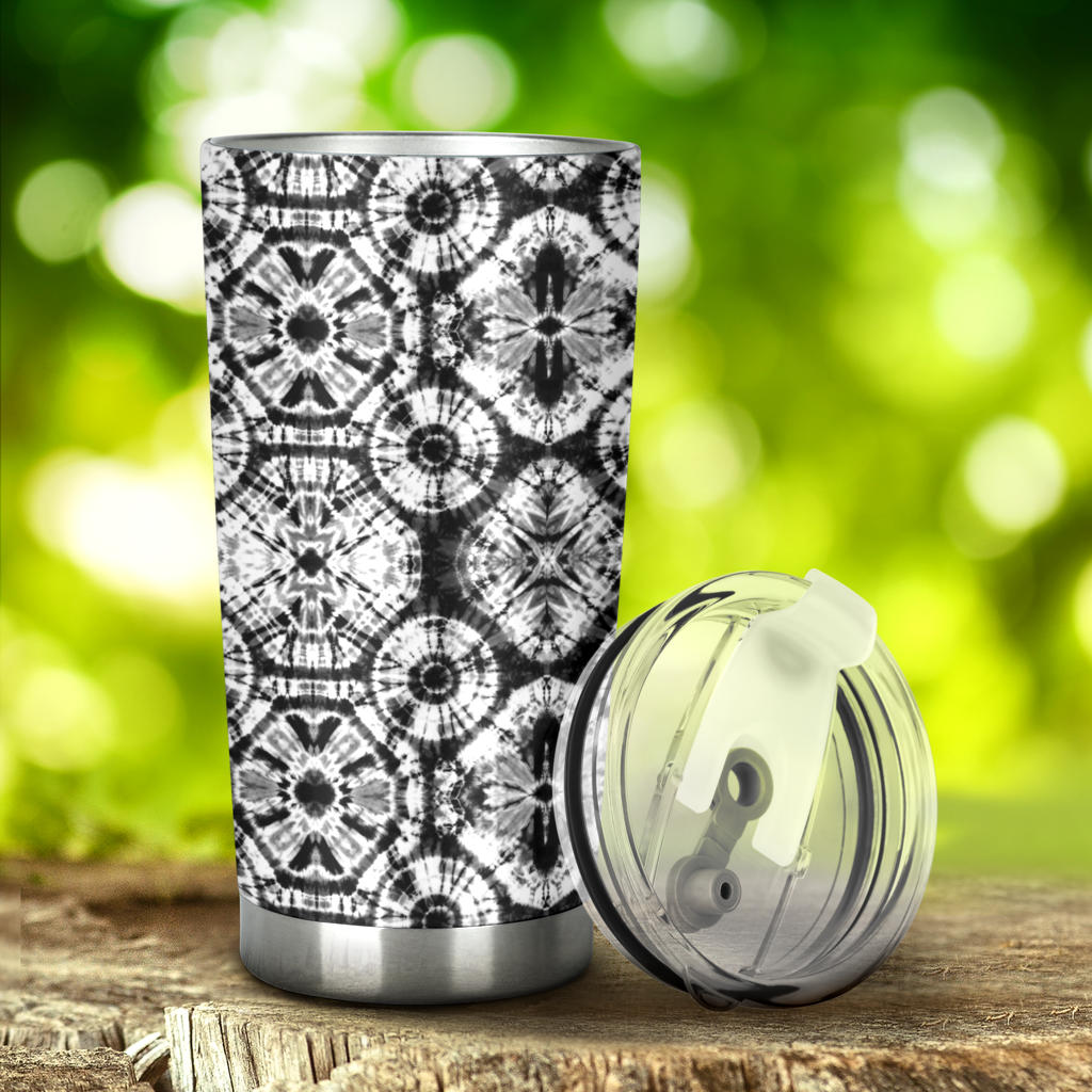 Tie Dye Black White Design Print Tumbler