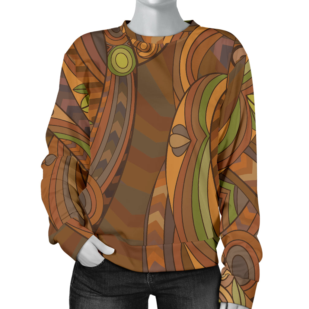 Maori Ornament Design Print Women Long Sleeve Sweatshirt
