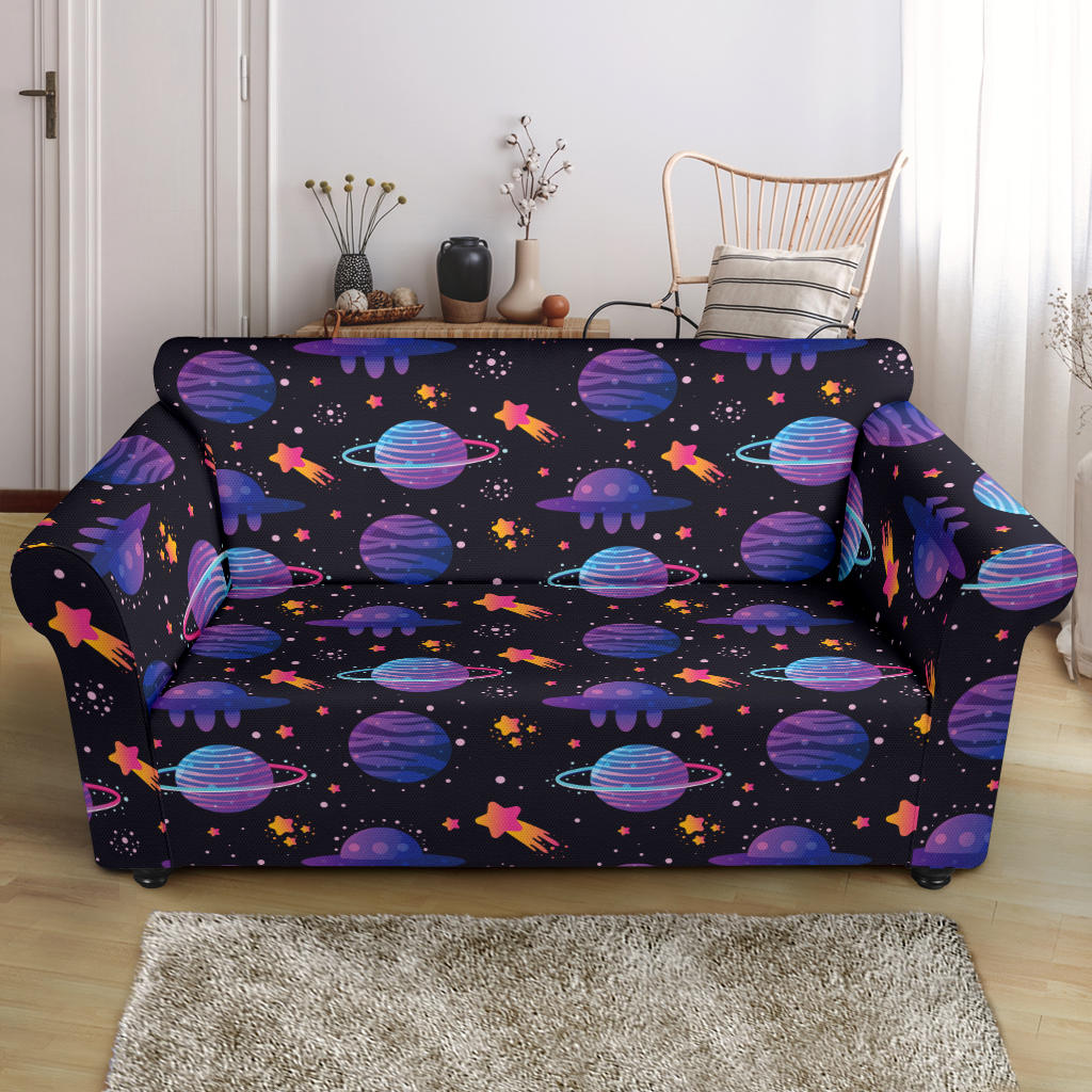 UFO Star Galaxy Print Design LKS308 Loveseat Couch Slipcover