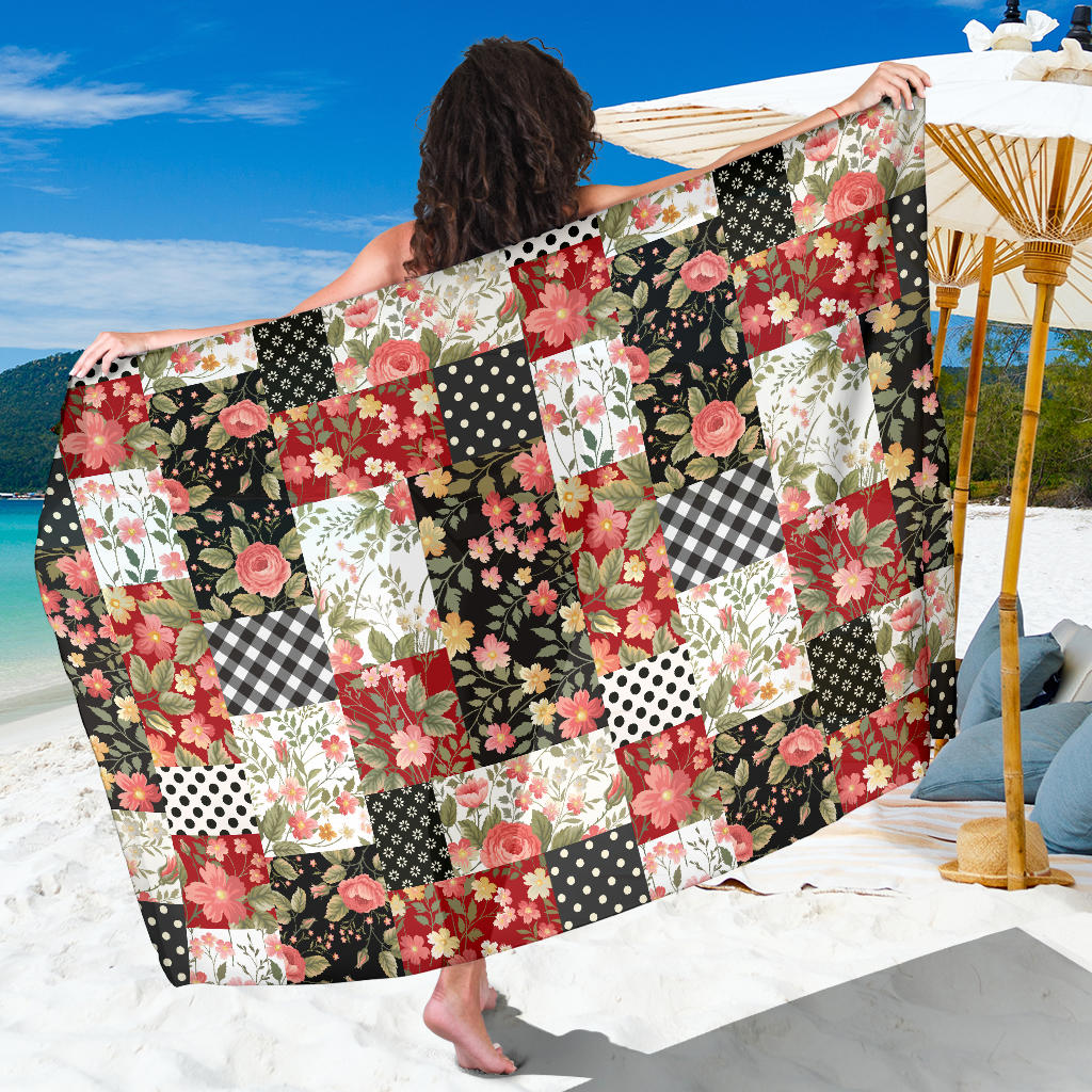 Patchwork Flower Pattern Print Design 03 Sarong Pareo Wrap