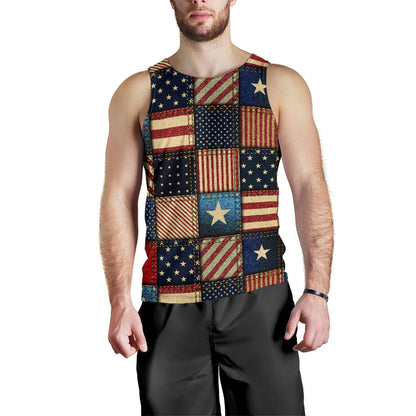 American flag Patchwork Design Men Tank Top