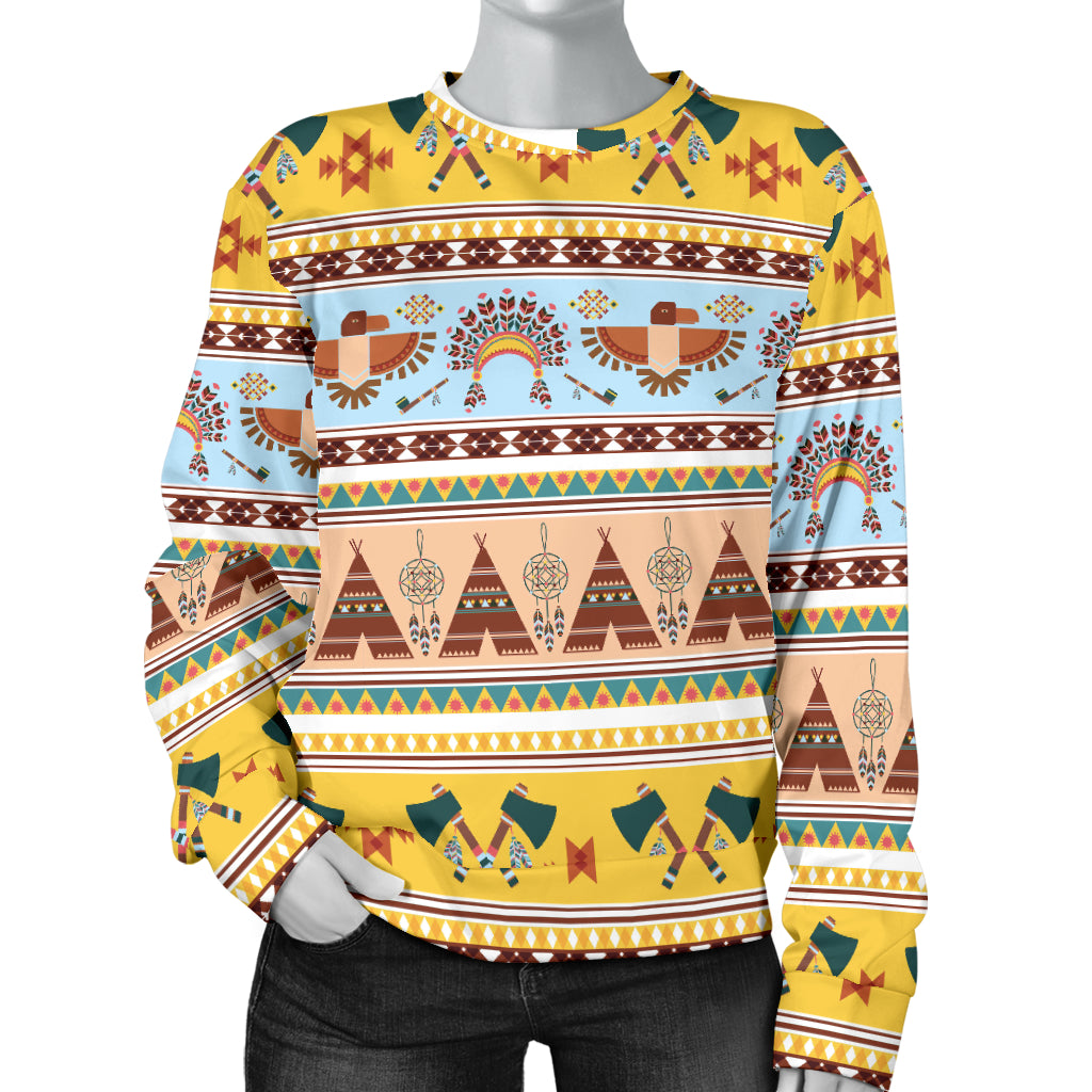 Native American Pattern Design Print Women Long Sleeve Sweatshirt