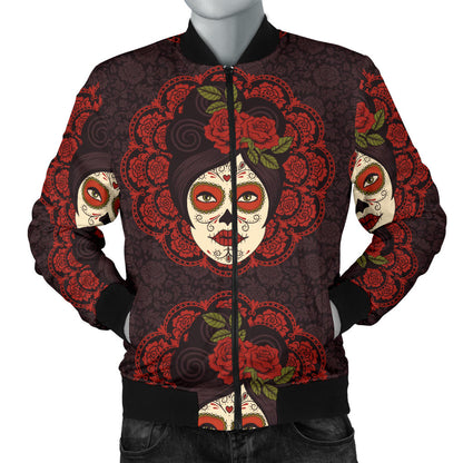 Day of the Dead Mexican Girl Men Bomber Jacket