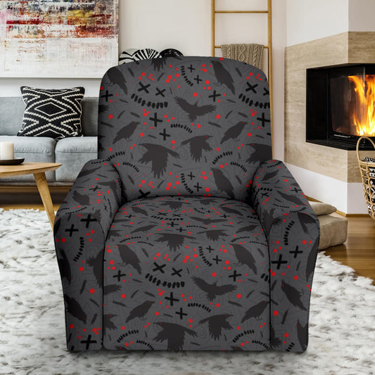 Crow Pattern Print Design 02 Recliner Slipcover with Pocket