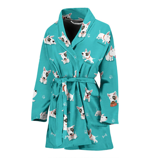 Bull Terriers Pattern Print Design 07 Women Bathrobe