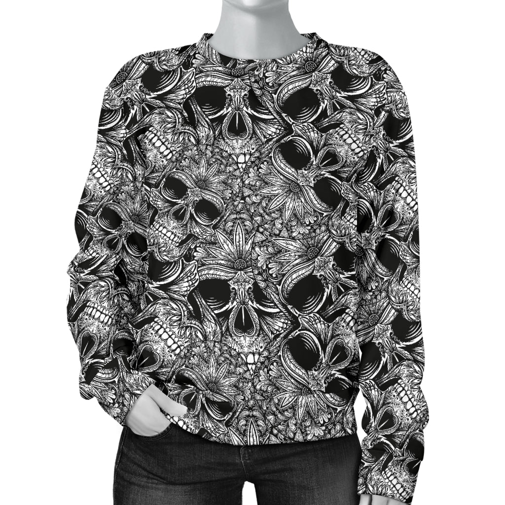 Skull Tattoo Design Print Women Long Sleeve Sweatshirt