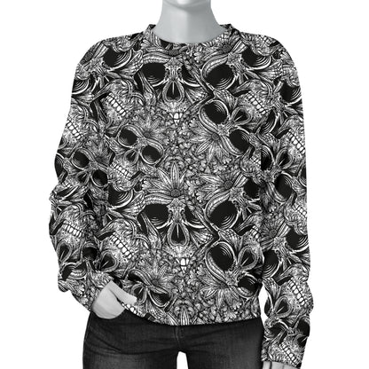 Skull Tattoo Design Print Women Long Sleeve Sweatshirt