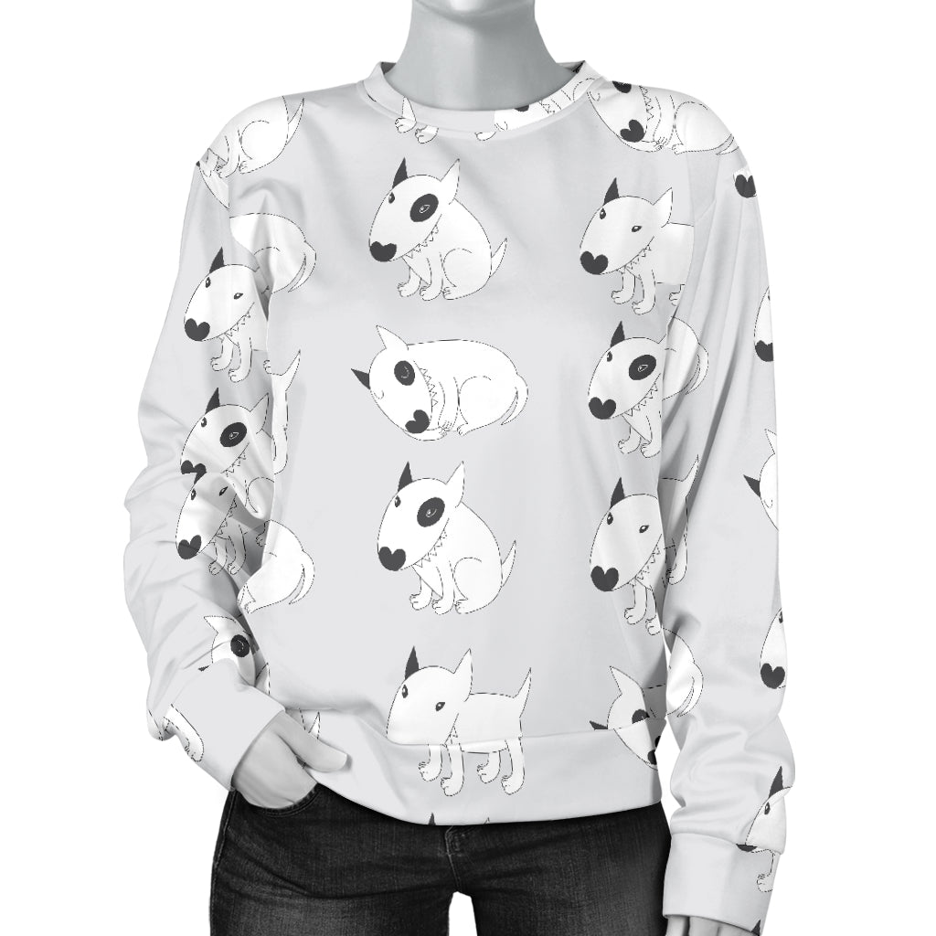 Bull Terrier hand draw Print Pattern Women Long Sleeve Sweatshirt
