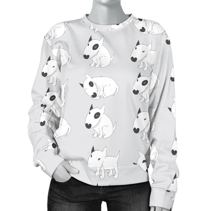 Bull Terrier hand draw Print Pattern Women Long Sleeve Sweatshirt