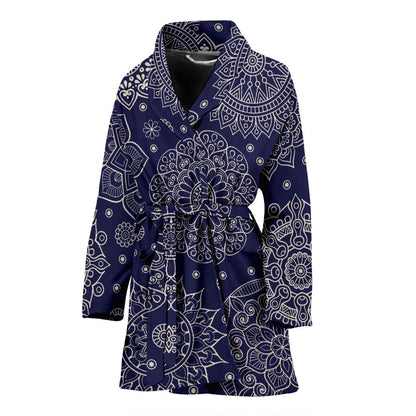Mandala Pattern Print Design 02 Women Bathrobe
