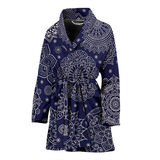 Mandala Pattern Print Design 02 Women Bathrobe