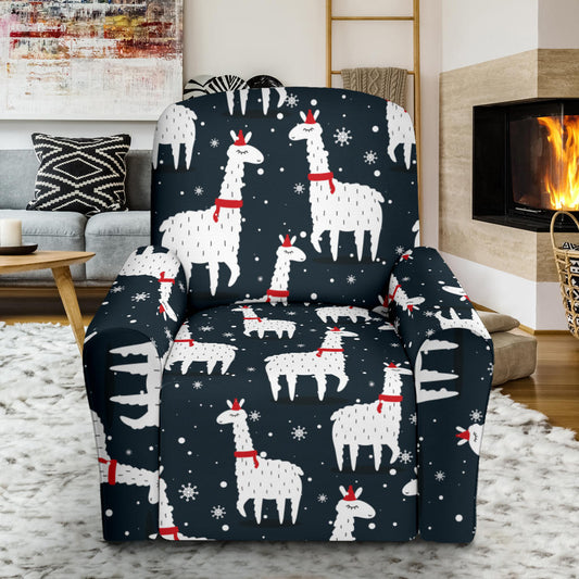 Alpaca Pattern Print Design 04 Recliner Slipcover with Pocket