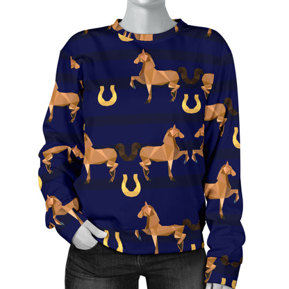 Horse Luxury Themed Pattern Print Women Long Sleeve Sweatshirt