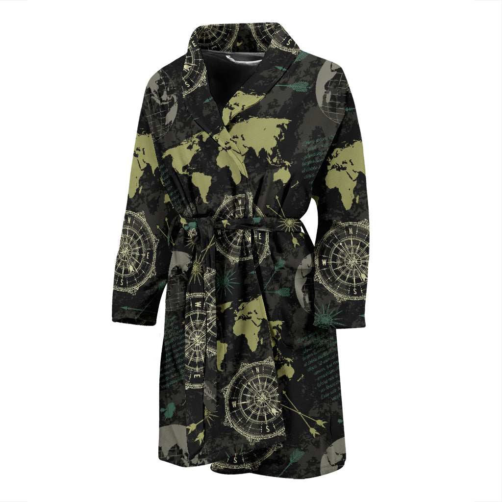 World Map Print Design LKS303 Men Bathrobe