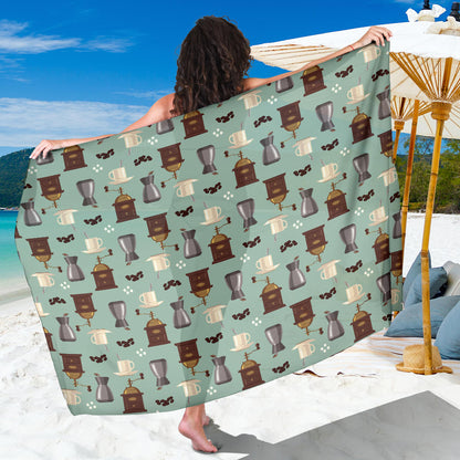Coffee Pattern Print Design 04 Sarong Pareo Wrap