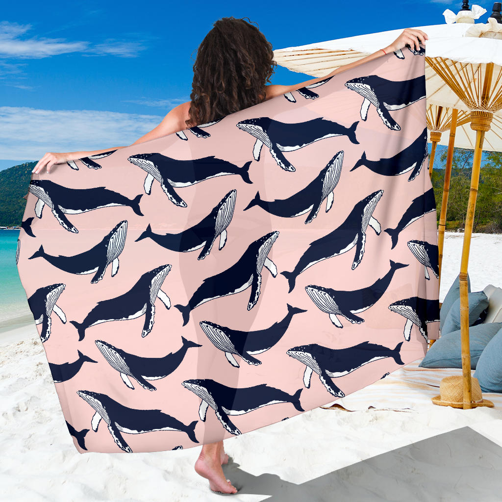 Humpback Whale Pattern Print Design 02 Sarong Pareo Wrap