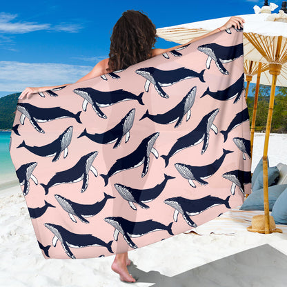 Humpback Whale Pattern Print Design 02 Sarong Pareo Wrap