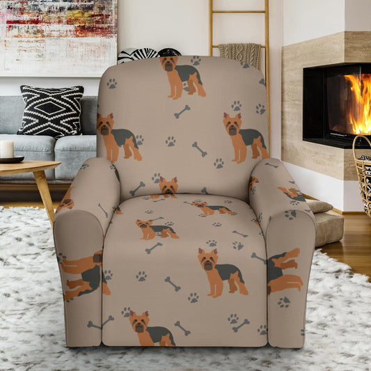 Yorkshire Terriers Print Design LKS305 Recliner Slipcover with Pocket