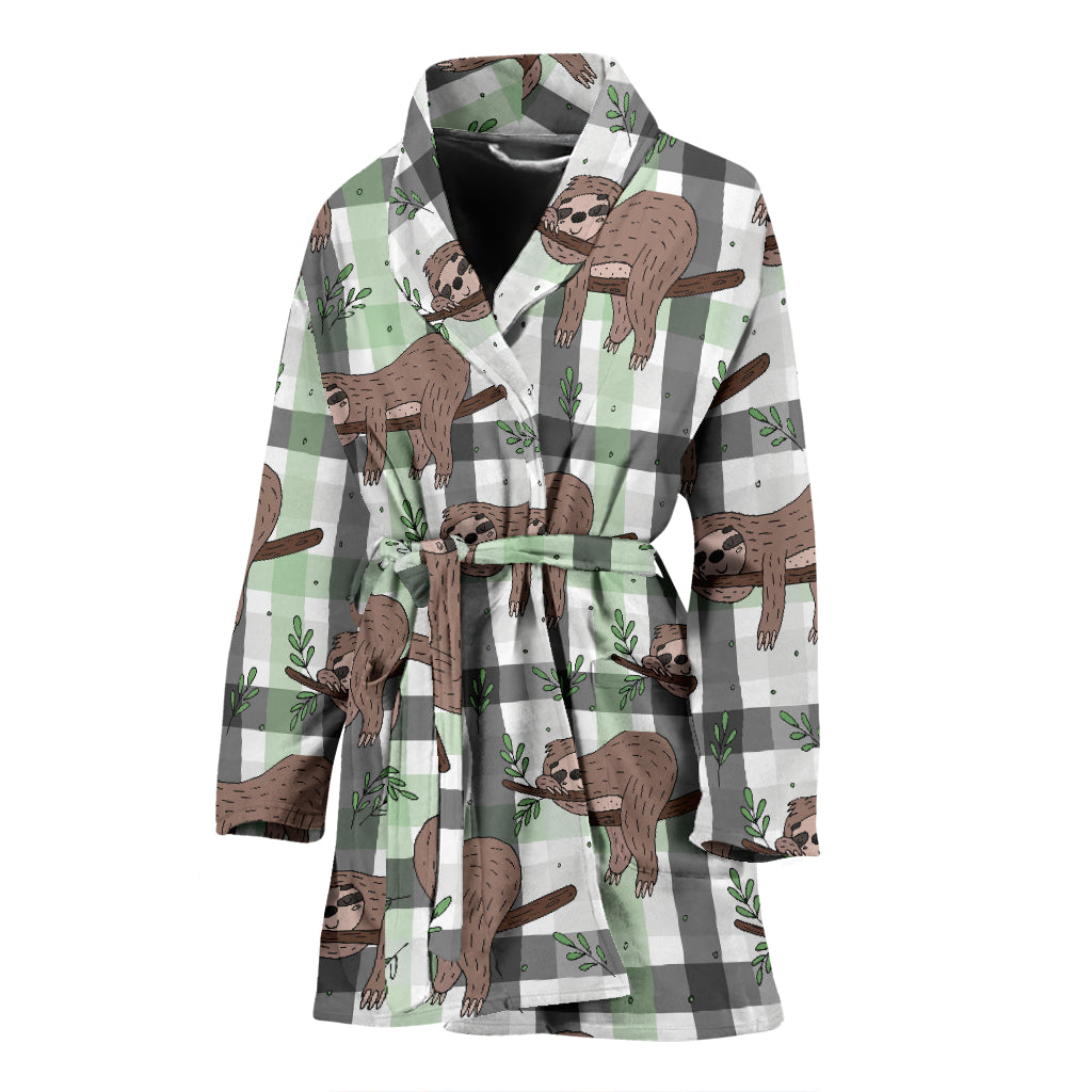 Sloth Print Design LKS301 Women Bathrobe