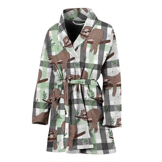 Sloth Print Design LKS301 Women Bathrobe