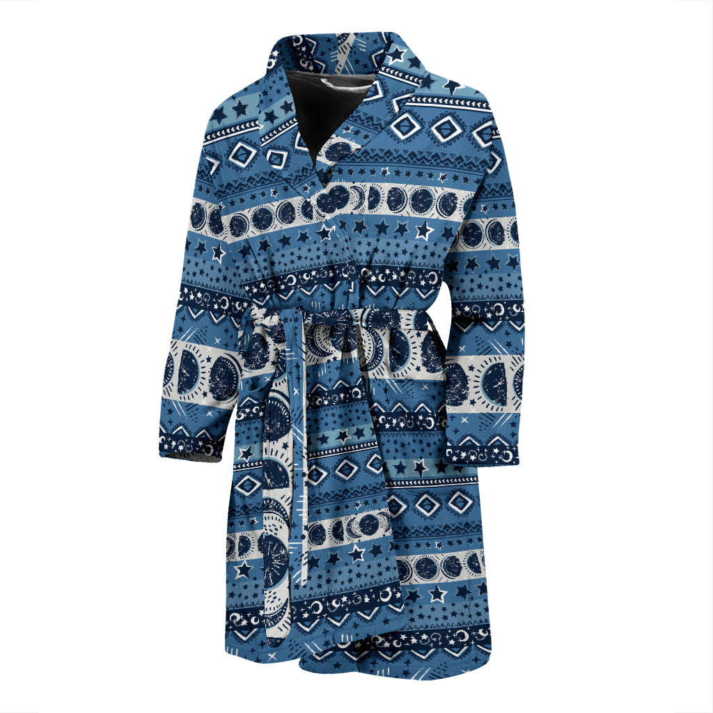 Sun Moon Pattern Print Design LKS306 Men Bathrobe