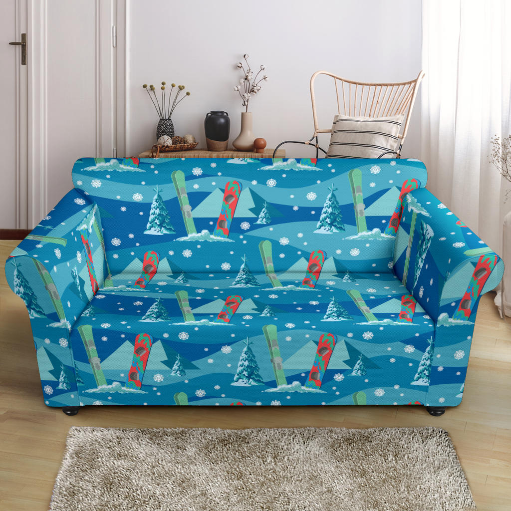 Snowboard Print Design LKS301 Loveseat Couch Slipcover