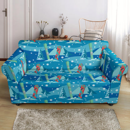 Snowboard Print Design LKS301 Loveseat Couch Slipcover