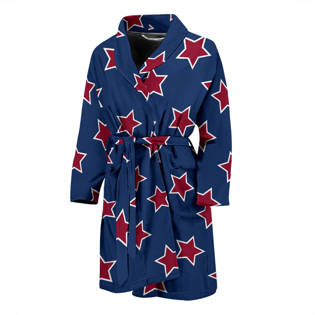Star Red Blue Print Design LKS301 Men Bathrobe