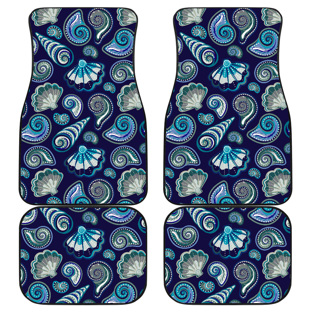 Beach Seashell Blue Print Car Floor Mats Front Back