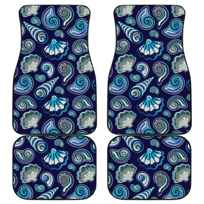 Beach Seashell Blue Print Car Floor Mats Front Back