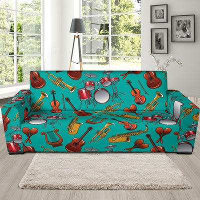 Drum Set Pattern Print Design 01 Sofa Slipcover