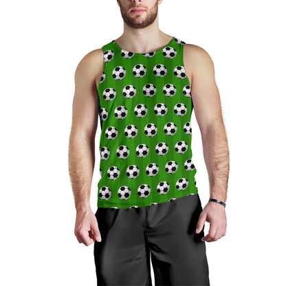 Soccer Ball Green Backgrpund Print Men Tank Top