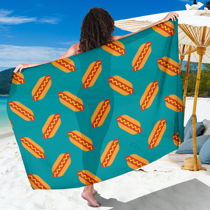 Hot Dog Pattern Print Design 03 Sarong Pareo Wrap
