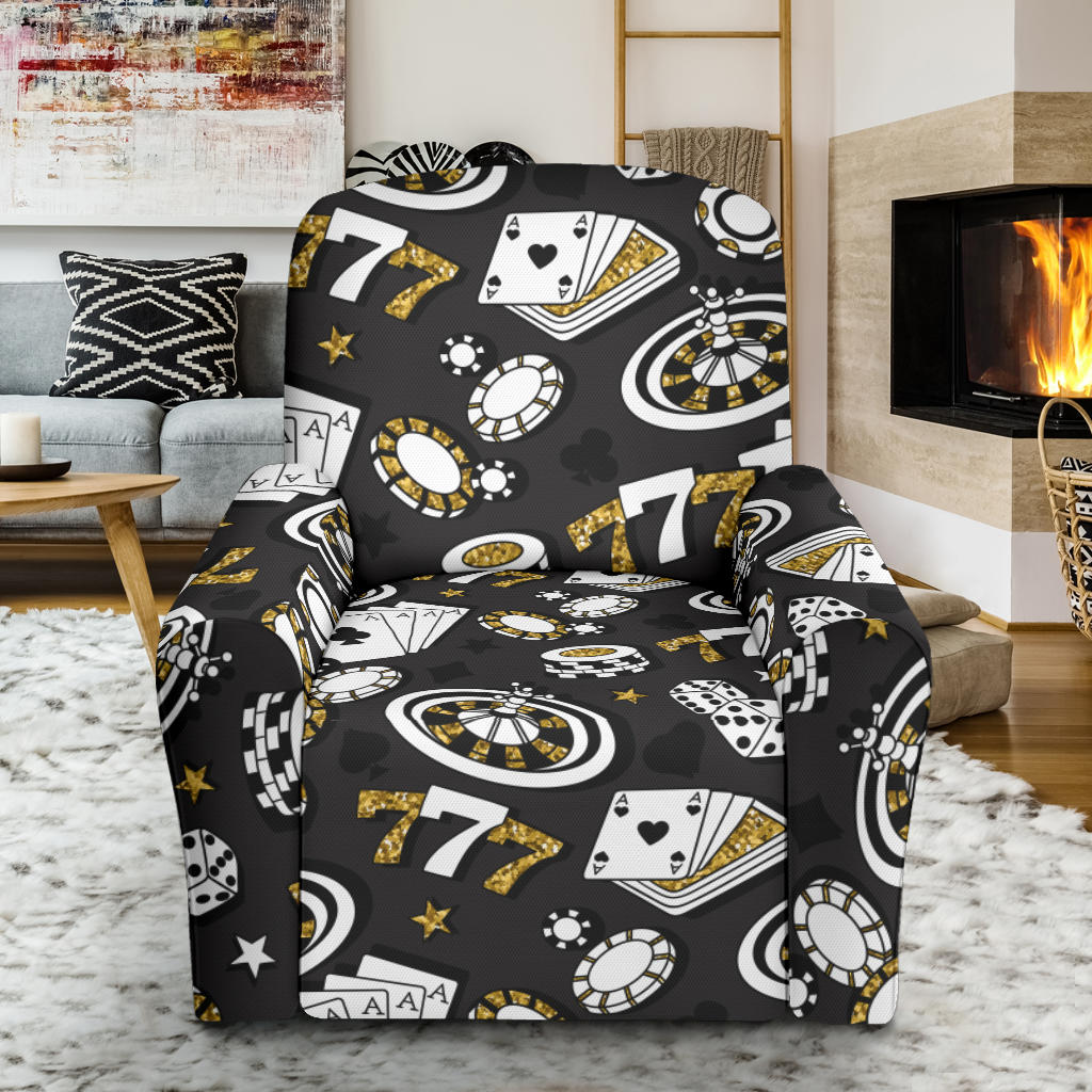 Casino Pattern Print Design 05 Recliner Slipcover with Pocket