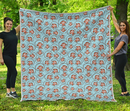 Monkey Cute Design Themed Print Quilt Bedspread