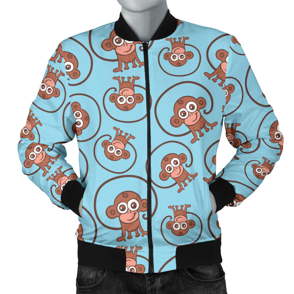 Monkey Cute Design Themed Print Men Bomber Jacket