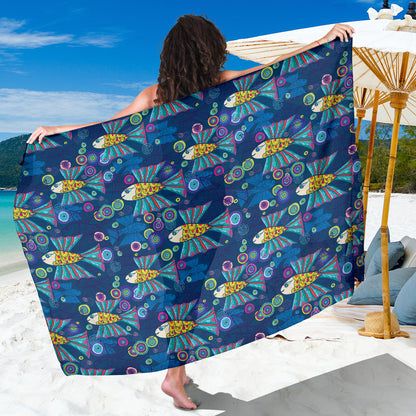 Flying Fish Pattern Print Design 01 Sarong Pareo Wrap